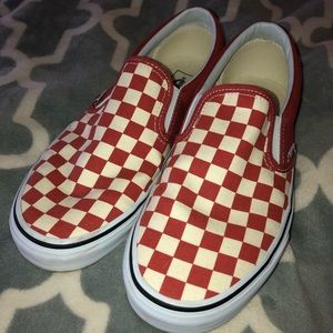 vans red checker flats